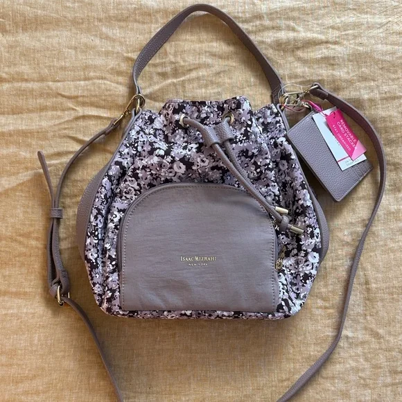 Isaac Mizrahi Floral Drawstring crossbody - Picture 1 of 17